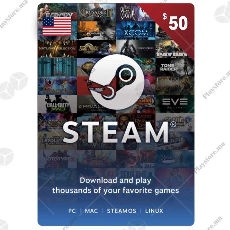 Steam 50 Dollar (USA) Meilleur Prix Au Maroc