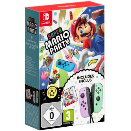 Manette Nintendo Switch Joy-Con Paire Violet Vert + Super Mario Party Digital