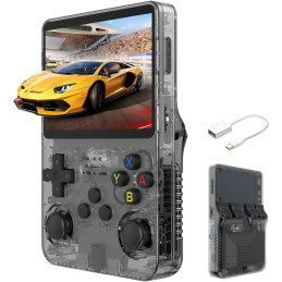 R36S Handheld Game Console 3,5 pouces IPS Screen Linux System, 15000+ Classic Games Retro Video Game Console(Noir)