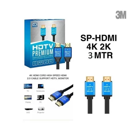 HDTV cable 3M hdmi vers hdmi 2.0 4K 3D Premium plaqué or 2160P