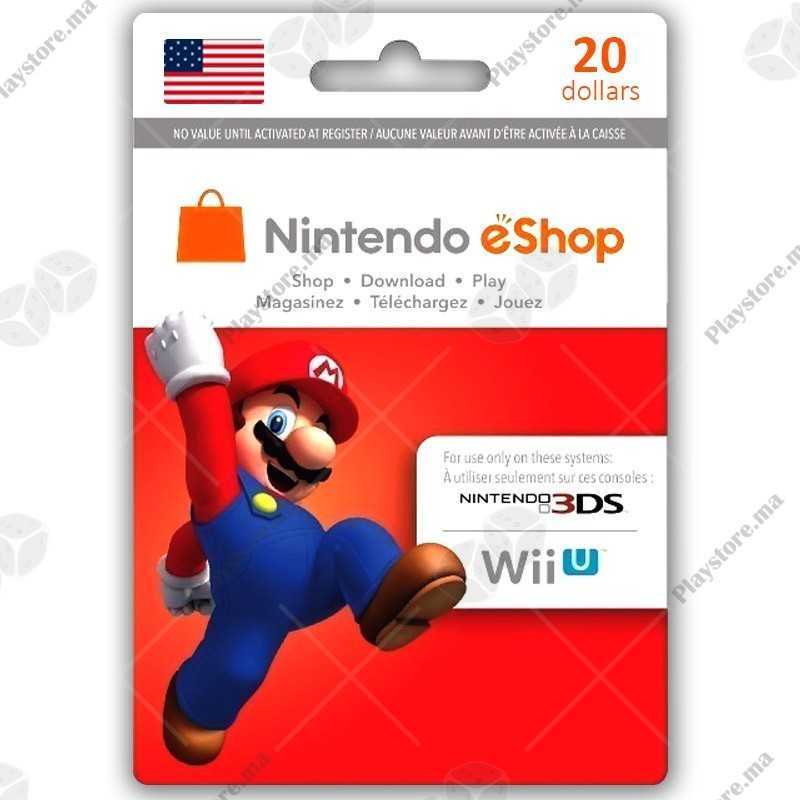 Carte-cadeau de 20 $ pour Nintendo eShop - Téléchargement